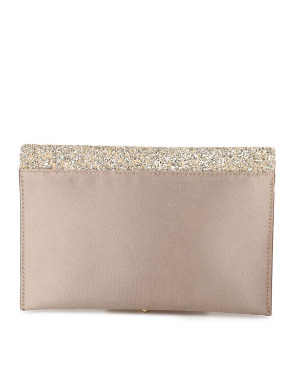 Women Gold Toned Embellished Envelope Clutch Online Sale