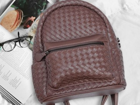 Women Brown Textured Mini Backpack Online