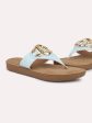 Women Blue T-Strap Open Toe Flats Online Hot Sale