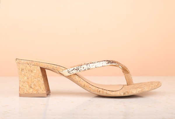 Women Rose Gold Embellished Block Heels Sale