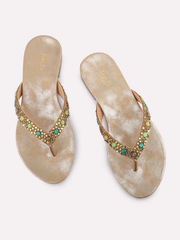 Women Antique Ethnic Embellished Open Toe Flats Supply