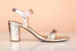 Women Rose Gold Shimmery Textured Block Heels For Discount