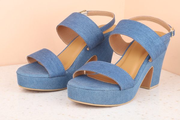 Women Blue Solid Platform Heels For Sale