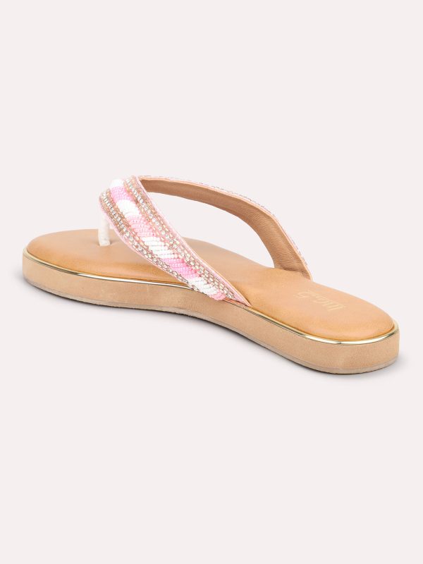 Women White Ethnic One Toe Flats For Sale