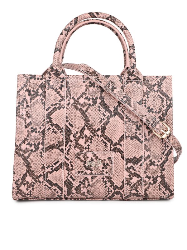 Women Pink Snake Skin Print Shoulder Bag Supply