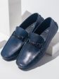 Driving Casual Leather Shoes-Navy Cheap