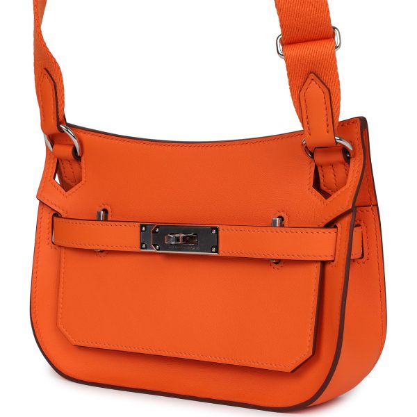 Hermes Mini Jypsiere Orange Minium Swift Palladium Hardware For Sale