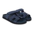 Hermes Chypre Techno Sandals Bleu Celeste Suede Palladium Hardware 37 EU For Cheap