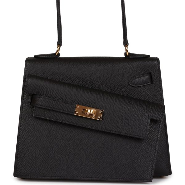 Hermes Kelly Sellier en Desordre 20 Black Epsom Gold Hardware Hot on Sale