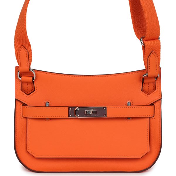 Hermes Mini Jypsiere Orange Minium Swift Palladium Hardware For Sale