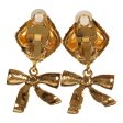 Vintage Chanel 24K Gold Plated Dangle Bow Clip On Earrings Online Sale