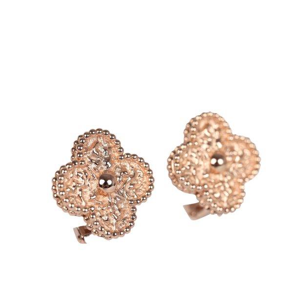 Van Cleef & Arpels Vintage Alhambra Motif Earrings 18K Rose Gold Hardware Online now