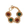 Vintage Chanel Gold, Green and Red Gripoix Medallion Bracelet For Discount