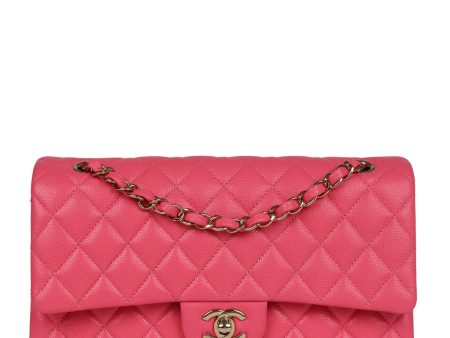 Chanel Medium Classic Double Flap Bag Hot Pink Shiny Caviar Gold Hardware Sale