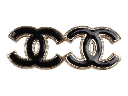 Chanel CC Stud Earrings Black Enamel and Gold Metal Cheap