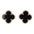 Van Cleef & Arpels Vintage Alhambra Onyx Earrings 18K Gold For Sale