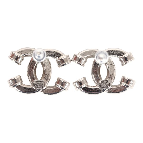 Chanel CC Crystal Stud Earrings Silver Hardware Online Hot Sale