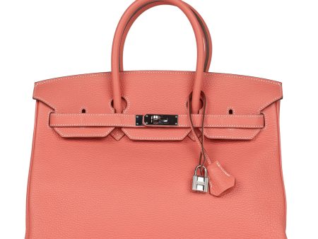 Pre-owned Hermes Birkin 35 Crevette Clemence Palladium Hardware For Discount