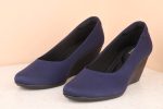 Women Navy Solid Wedge Pumps Discount