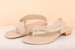 Women Rose Gold Embellished One Toe Flats For Sale