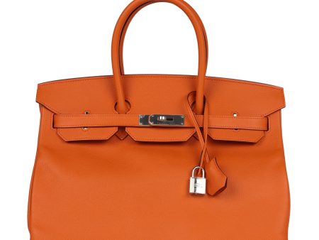 Pre-owned Hermes Birkin 35 Orange Epsom Palladium Hardware Online