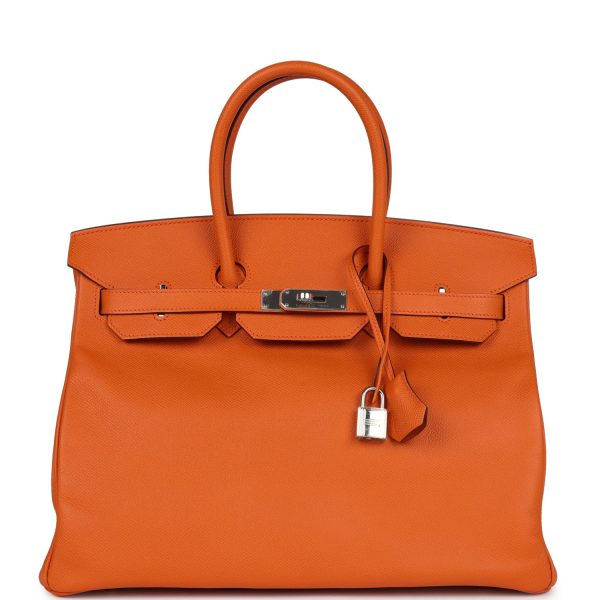 Pre-owned Hermes Birkin 35 Orange Epsom Palladium Hardware Online