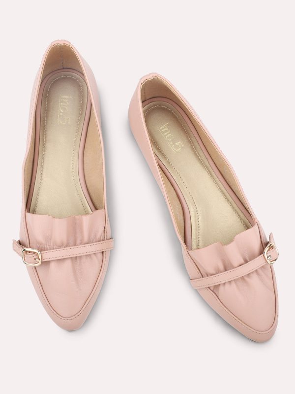 Women Peach Buckles Flats Ballerinas Cheap