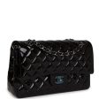 Chanel Medium Classic Double Flap Bag Black Patent Leather Silver Hardware Online