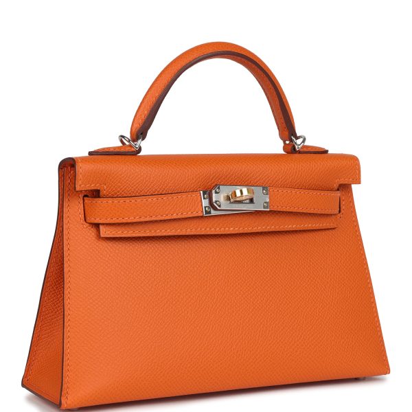 Hermes Kelly Sellier 20 Orange Epsom Electrum Hardware For Sale