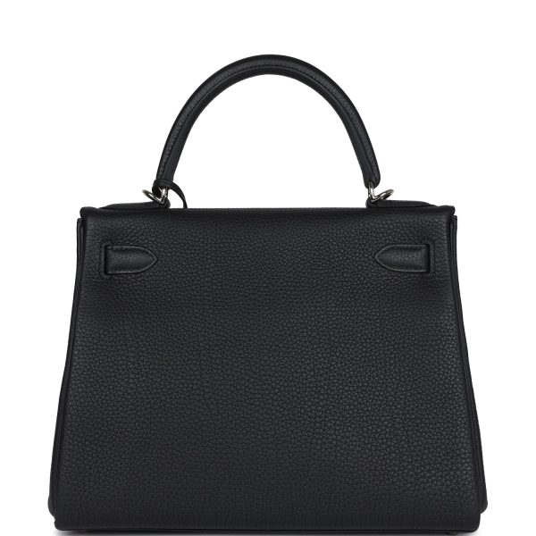 Pre-owned Hermes Kelly Retourne 28 Black Togo Palladium Hardware Online now