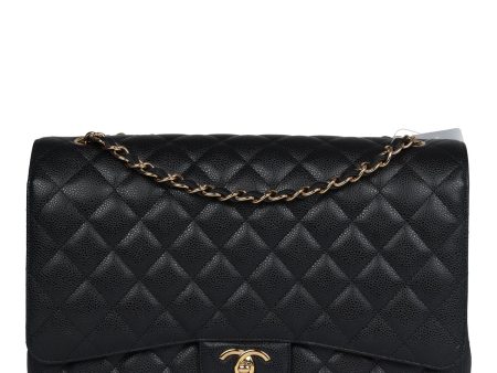 Chanel Maxi Classic Double Flap Bag Black Caviar Gold Hardware Hot on Sale