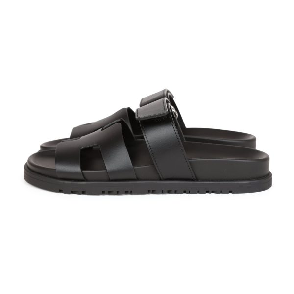 Hermes Chypre Techno Sandals Black Calfskin Palladium Hardware 35.5 EU Online Sale