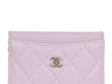 Chanel Card Holder Wallet Lilac Caviar Gold Hardware For Sale