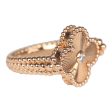 Van Cleef & Arpels Vintage Alhambra Reversible Ring Carnelian and Diamonds 18K Guilloché Rose Gold Hardware Online Sale