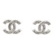 Chanel Large Lucite CC Crystal Stud Earrings White Enamel and Silver Hardware Sale