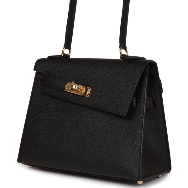 Hermes Kelly Sellier en Desordre 20 Black Epsom Gold Hardware Hot on Sale