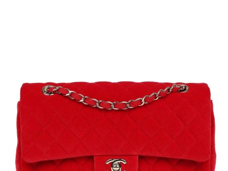 Chanel Medium Classic Double Flap Bag Red Velvet Light Gold Hardware Discount