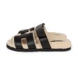 Hermes Chypre Techno Sandals Black and Ecru Shearling Palladium Hardware 37 Online Hot Sale