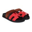 Hermes Chypre Techno Sandal Rouge Cinetique Gold Suede Palladium Hardware 36.5 EU Fashion