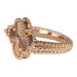 Van Cleef & Arpels Vintage Alhambra Reversible Ring Carnelian and Diamonds 18K Guilloché Rose Gold Hardware Online Sale