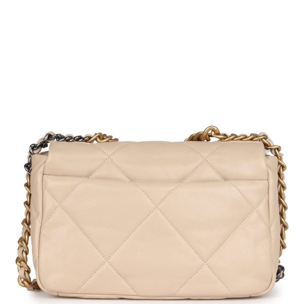 Chanel Medium 19 Flap Beige Lambskin Mixed Metal Hardware For Discount