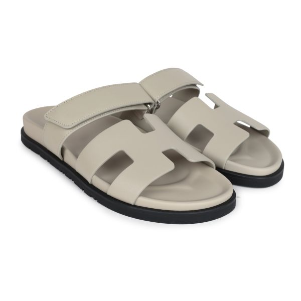 Hermes Chypre Techno Sandals Beige Esquisse Calfskin Palladium Hardware 40 EU Online Sale