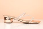 Women Rose Gold Embellished Party Block Sandals Sale