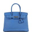 Pre-owned Hermes Birkin 30 Bleuet Ostrich Palladium Hardware Payment 2 For Discount