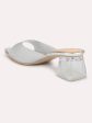 Women Silver-Toned Embellished Block Sandals Online Hot Sale