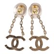 Chanel CC Drop Earrings Pearl & Crystals Light Gold Tone Metal Supply