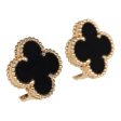 Van Cleef & Arpels Vintage Alhambra Onyx Earrings 18K Gold For Sale