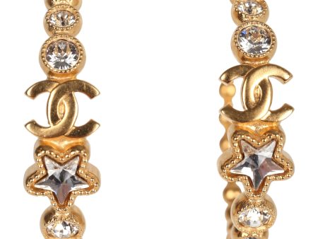 Chanel CC Crystal Hoop Earrings Gold Hardware Hot on Sale