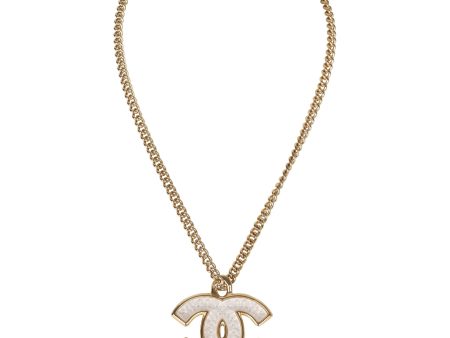 Chanel Large Quilted Resin CC Pendant Necklace Gold Tone Metal For Discount