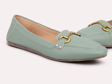 Women Green Buckles Flats Ballerinas Online now